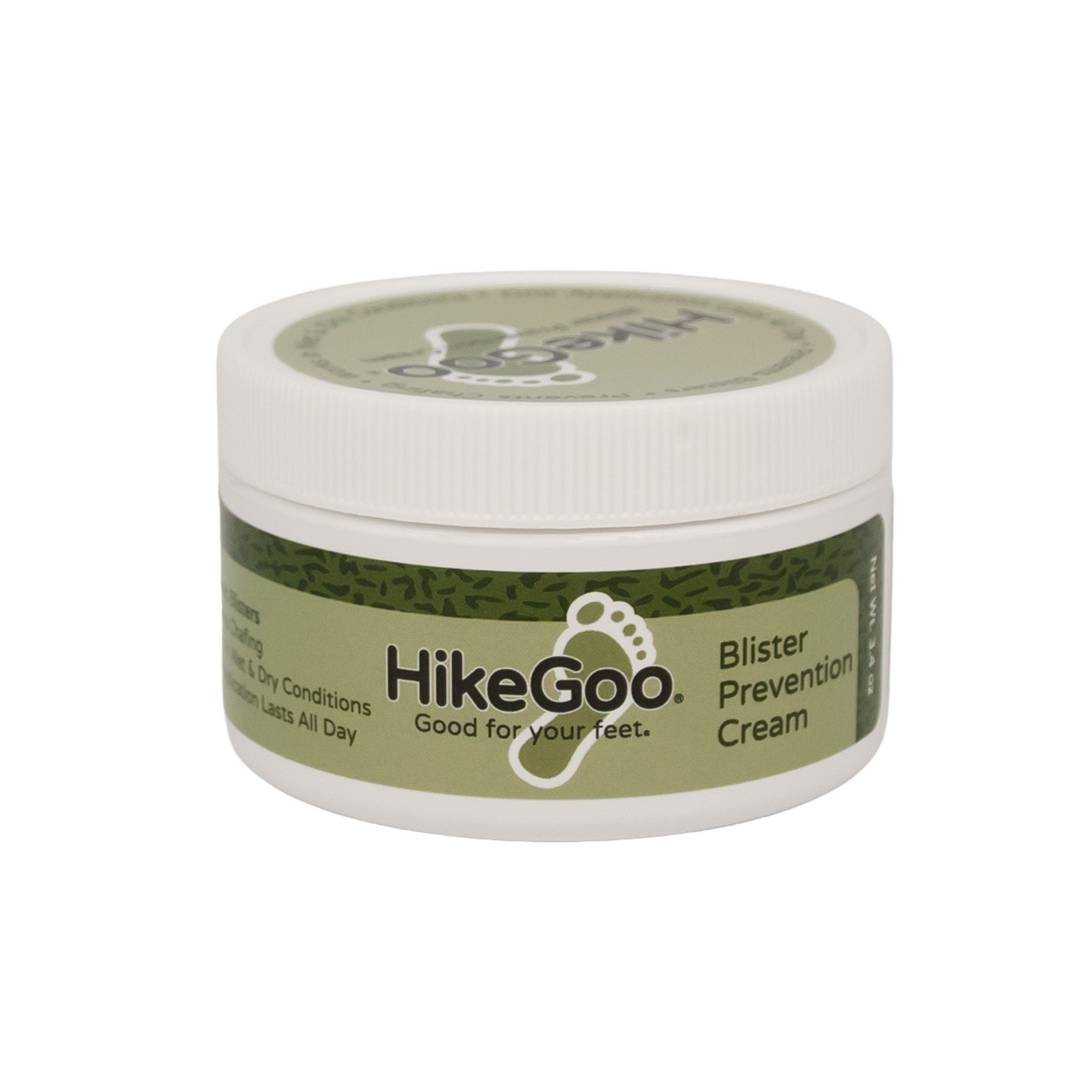 3.4 oz Jar of HikeGoo Blister Prevention Cream on a white background