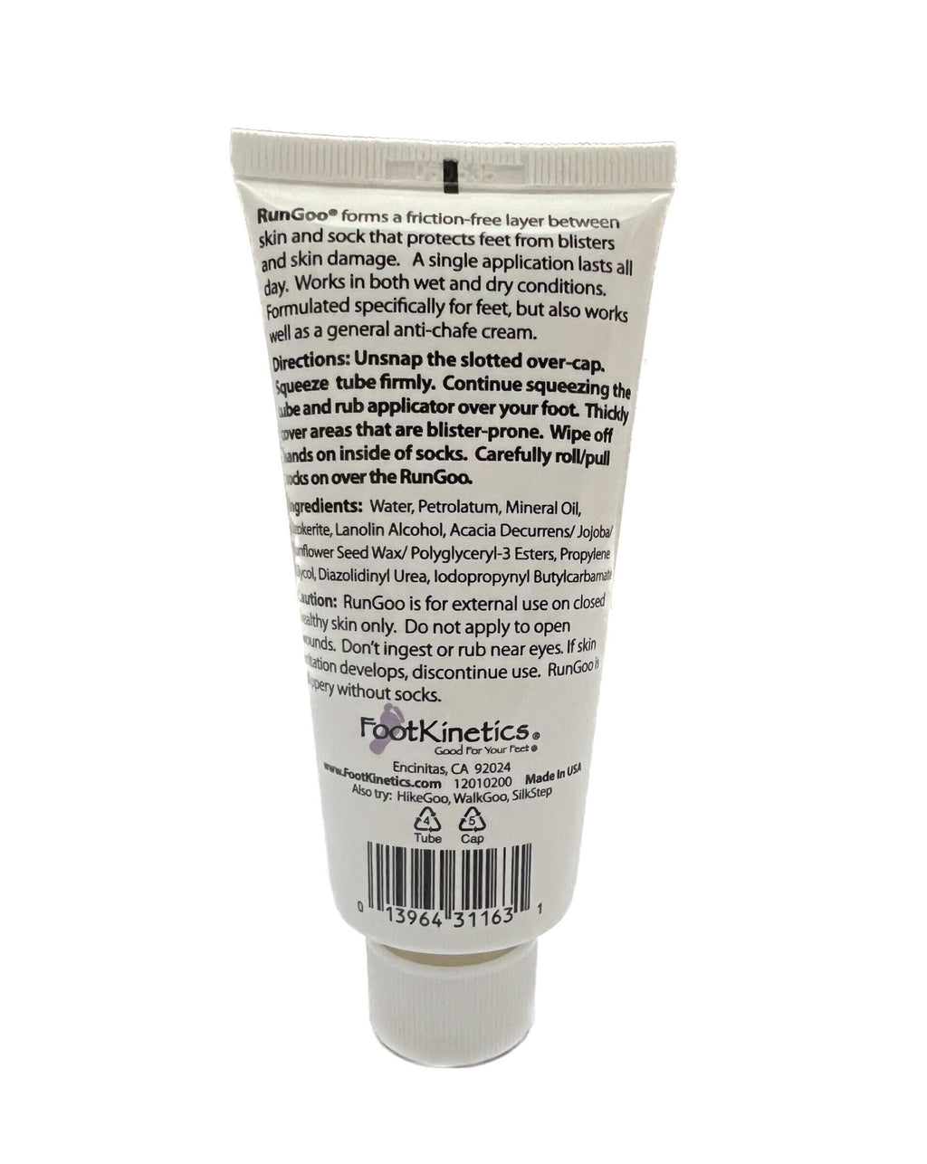 Back of 3 oz RunGoo tube on white background